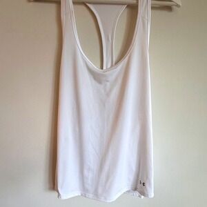 Under Armour White‎ Racerback Tank Top Sleeveless Athletic Workout Top medium